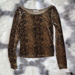 Lapis Black and Brown Patterned Velvet Top